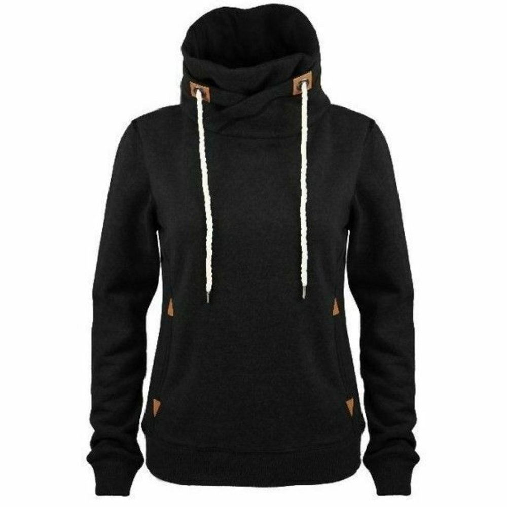 Lee Hanton Womens MEDIUM Black‎ Cowlneck Solid Pull